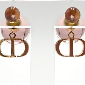 Dior Gold CD Drop Earrings with Blush Pink and Amber Beads